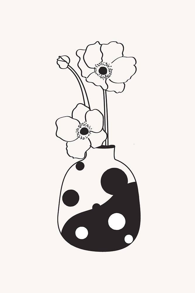 Flower vase line art vector