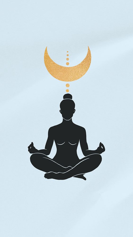 Spiritual man meditation, blue iPhone wallpaper