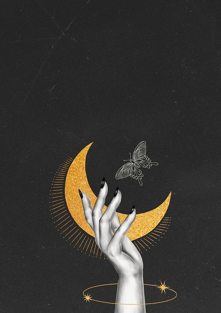 Crescent moon, spiritual illustration background