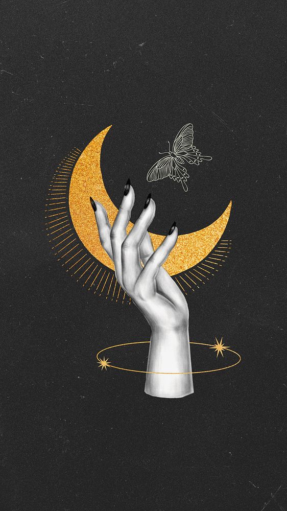 Crescent moon, spiritual illustration iPhone wallpaper