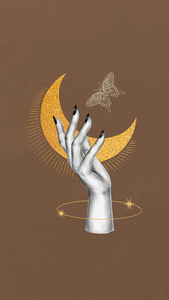 Crescent moon, spiritual iPhone wallpaper