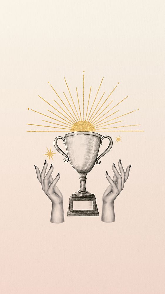 Trophy illustration, gradient iPhone wallpaper