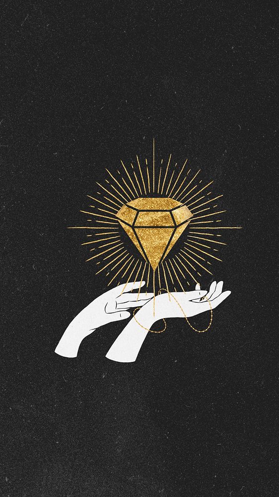 Gold diamond, black iPhone wallpaper