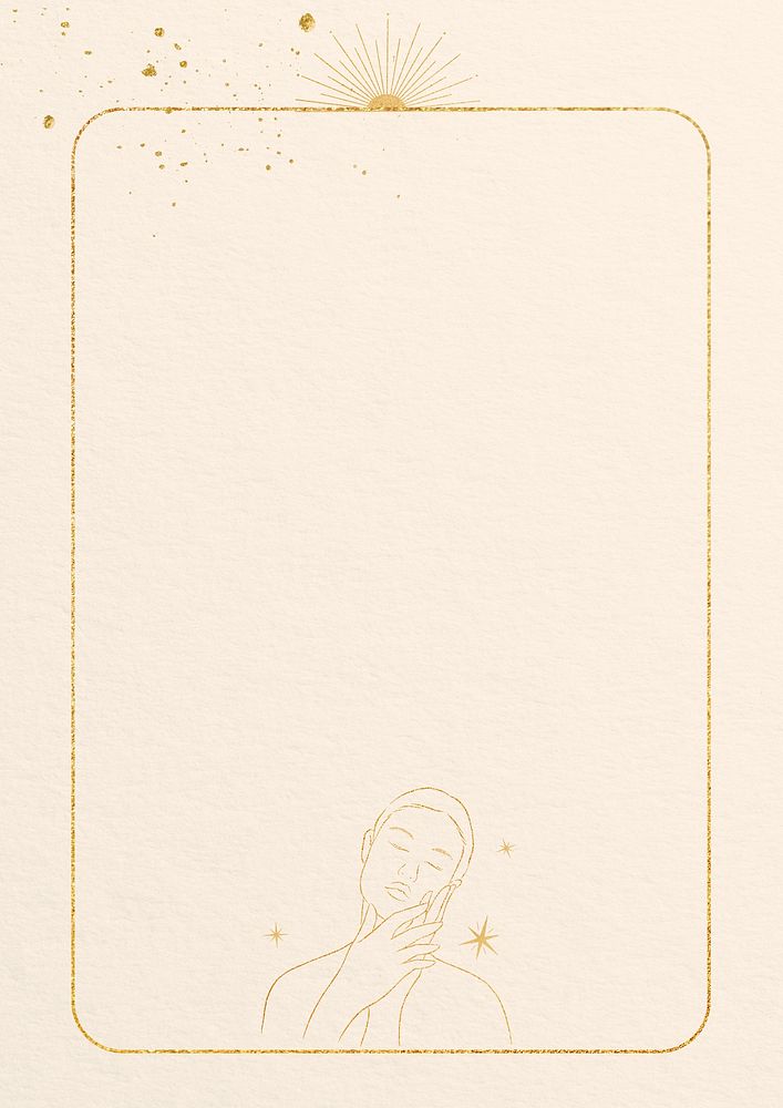 Woman line art, spiritual beige background