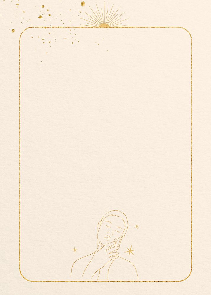 Woman line art, spiritual beige background