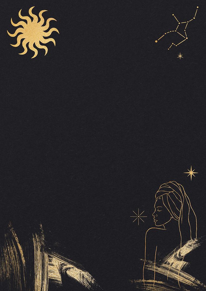 Spa woman illustration, black background, aesthetic design