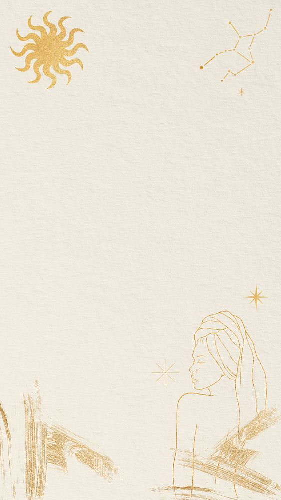 Spa woman gold line art iPhone wallpaper