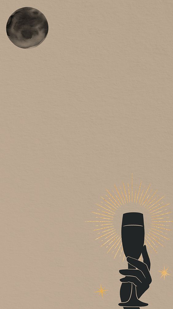 Champagne and moon, brown iPhone wallpaper