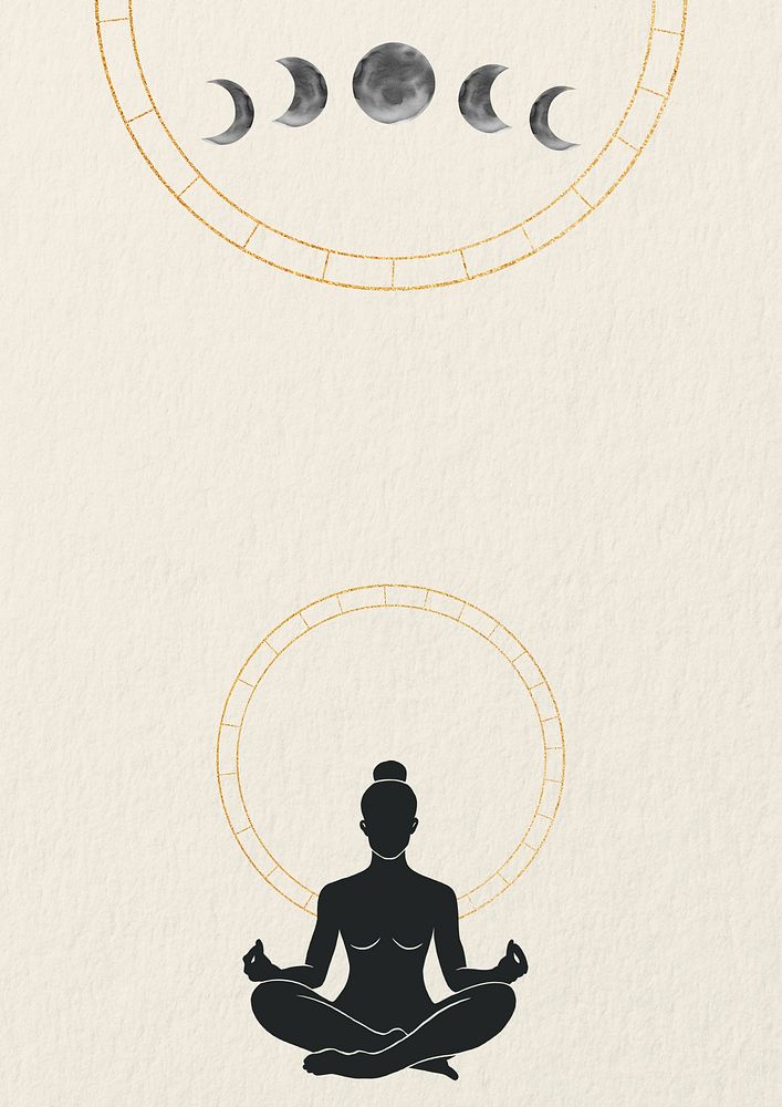 Meditation silhouette, aesthetic illustration background