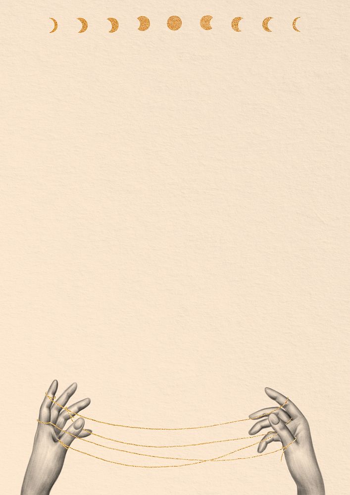Hands illustration, moon cycle border background