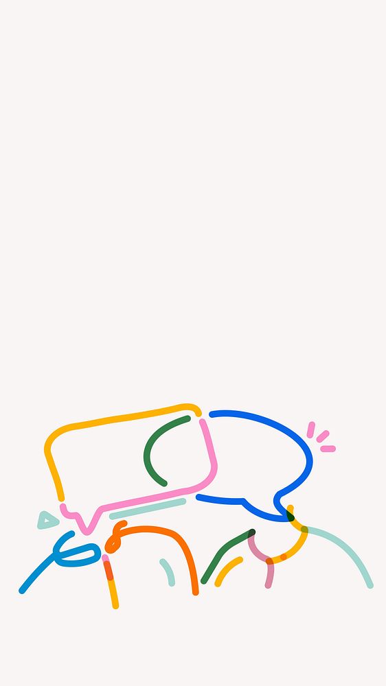 Speech bubble doodle iPhone wallpaper in white