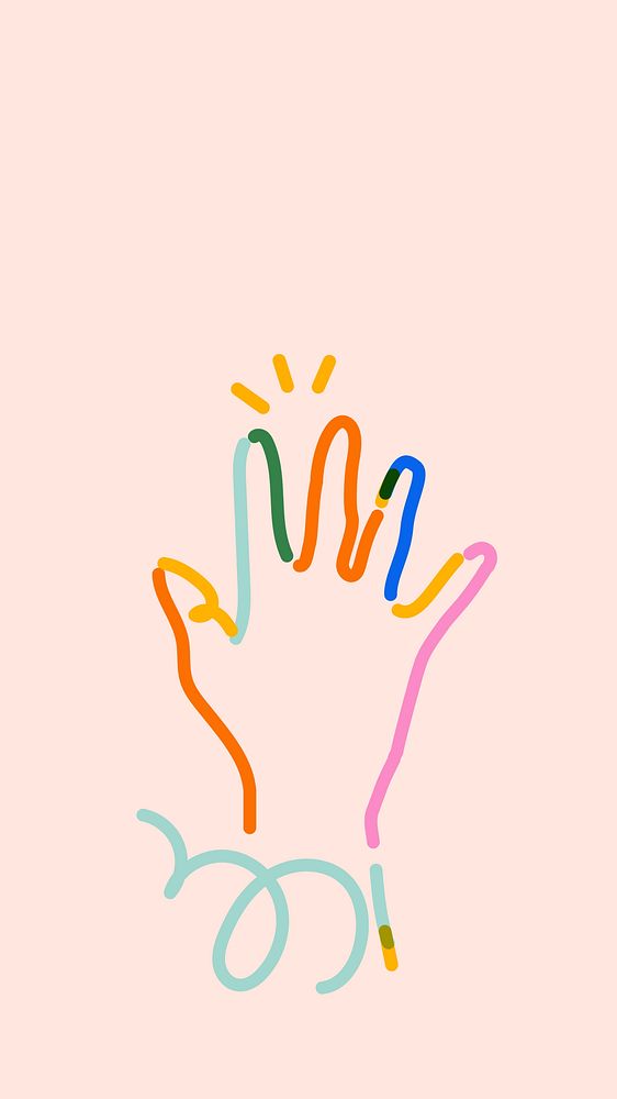 Raising hand doodle iPhone wallpaper