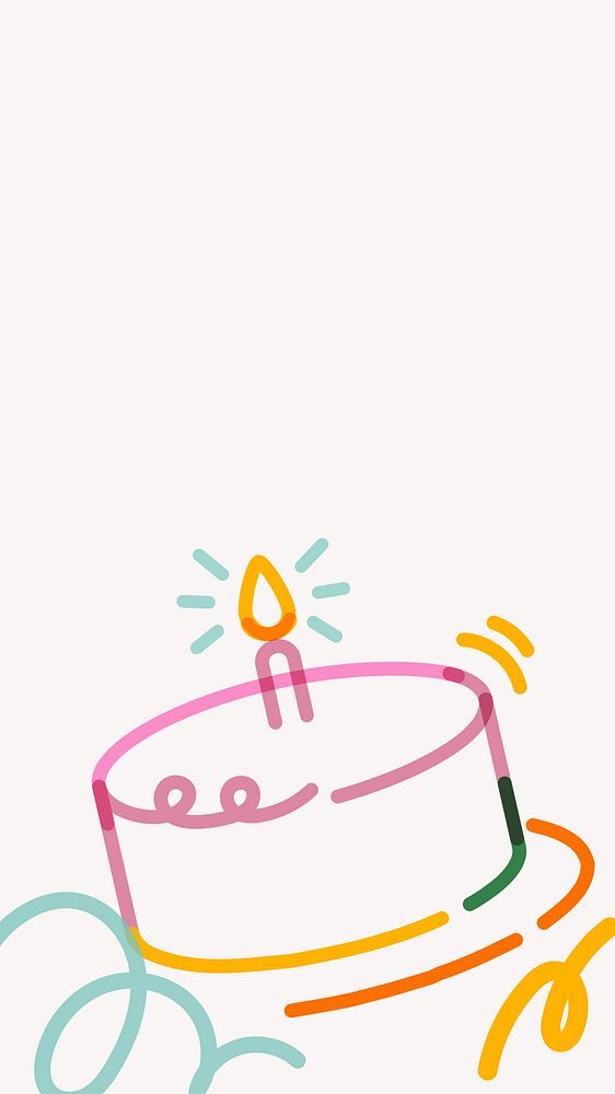 Birthday cake iPhone wallpaper, doodle border
