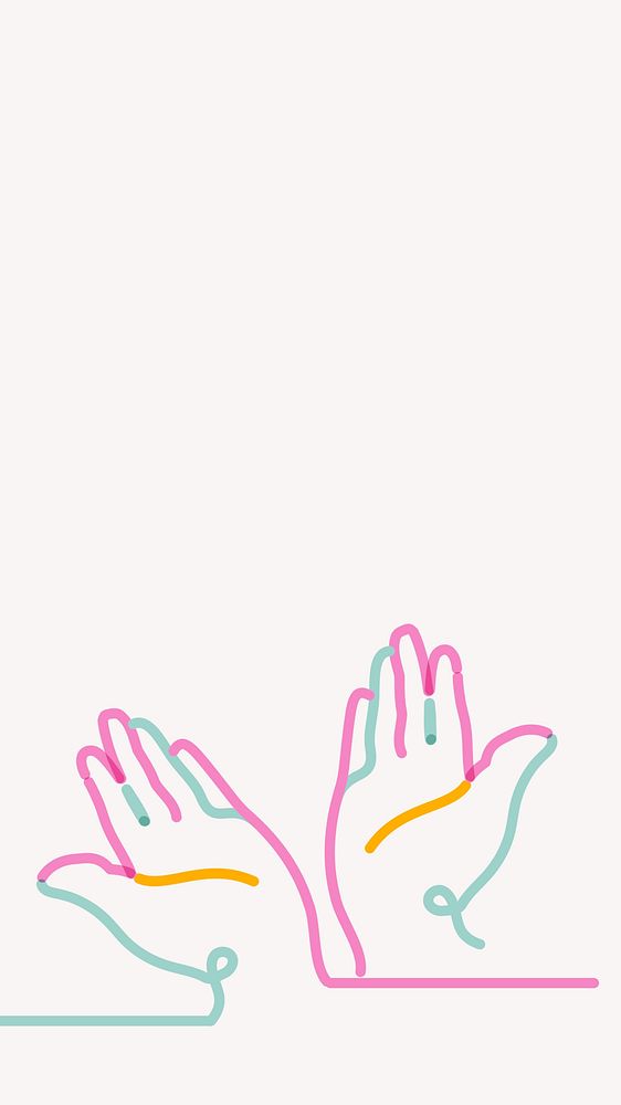 Hands line art iPhone wallpaper, doodle border
