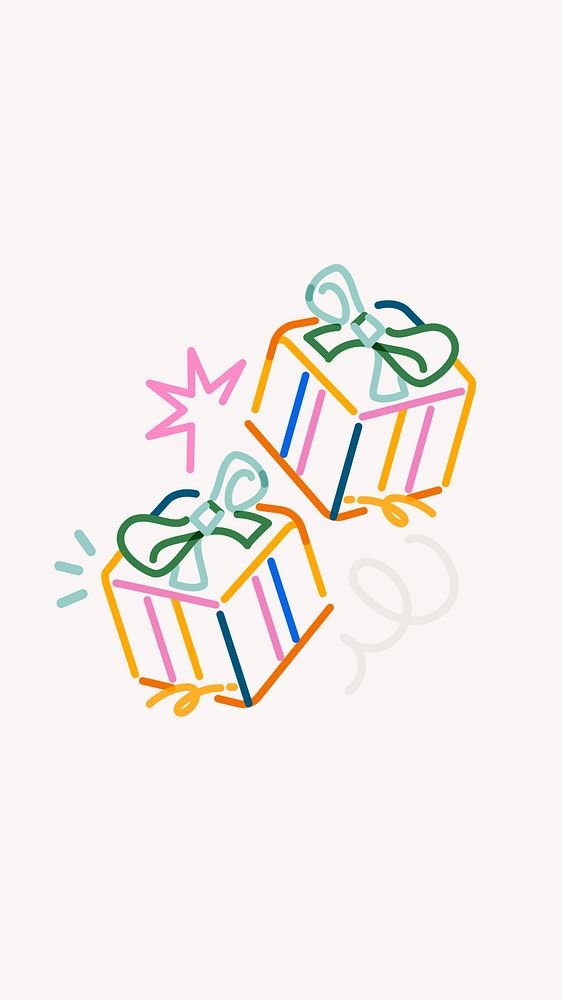 Colorful gifts doodle iPhone wallpaper