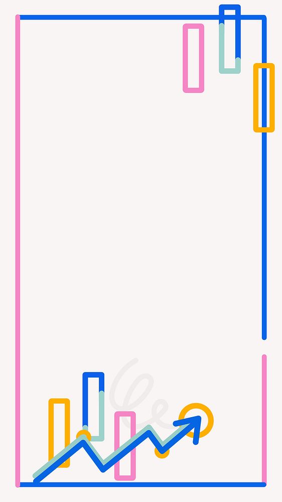 Business graph frame iPhone wallpaper, colorful doodle