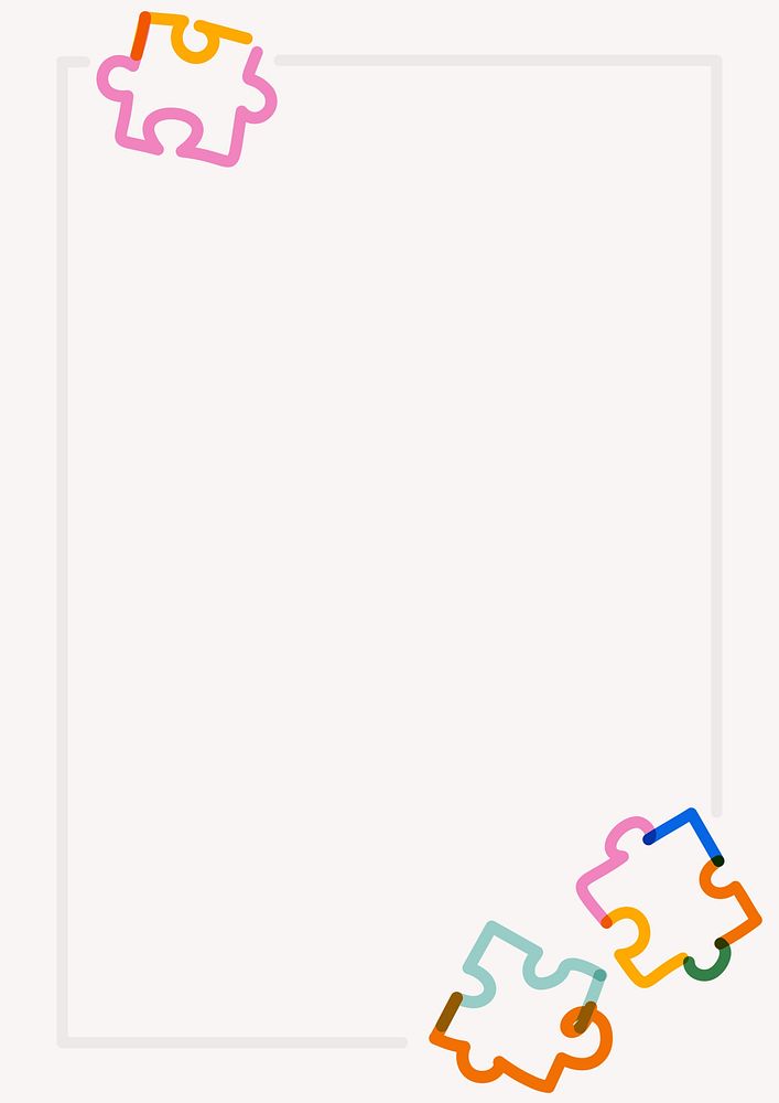 Colorful puzzle pop doodle frame, white background