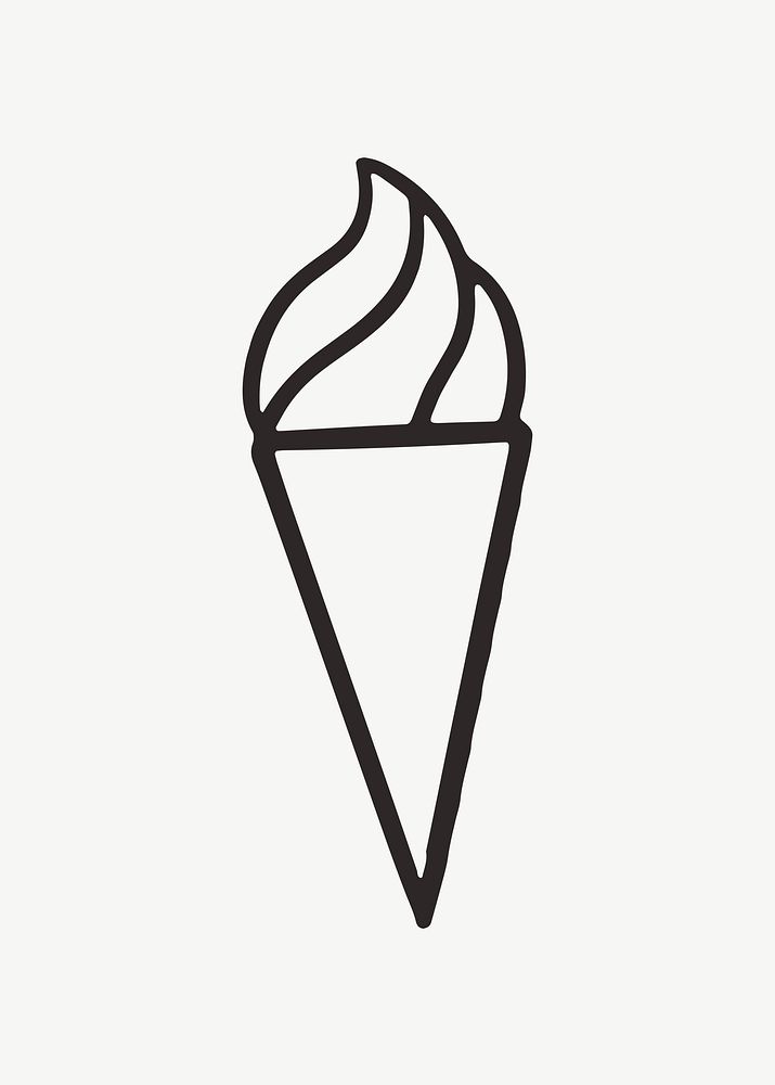 Ice cream retro line illustration, design element psd