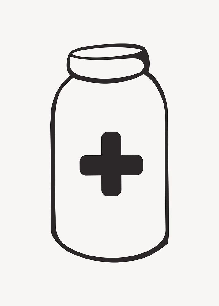 Medicine bottle retro line illustration