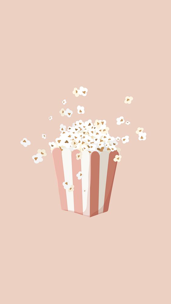 Movie popcorn mobile wallpaper, pink design