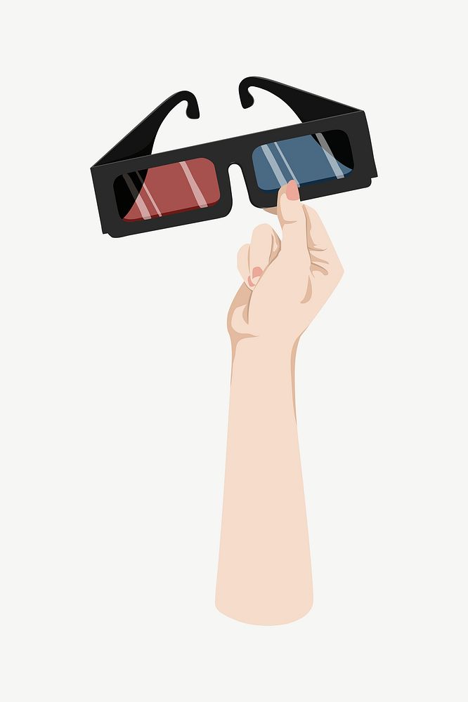 Hand holding 3d glasses, entertainment illustration psd