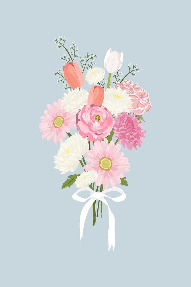 Pink flower bouquet illustration vector