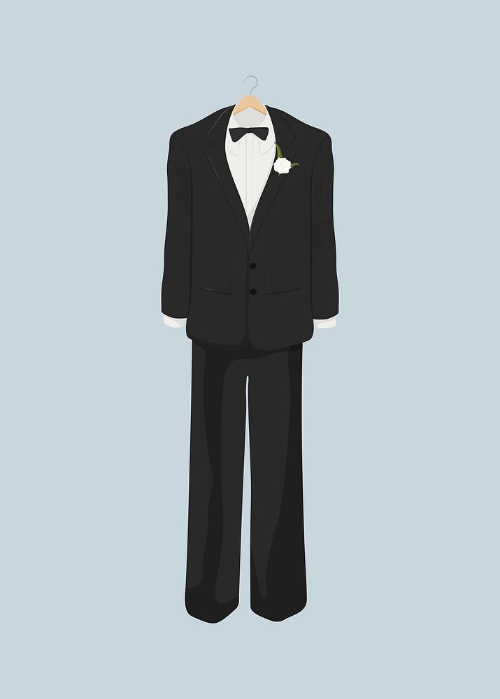 Wedding tuxedo, formal wear illustration vector