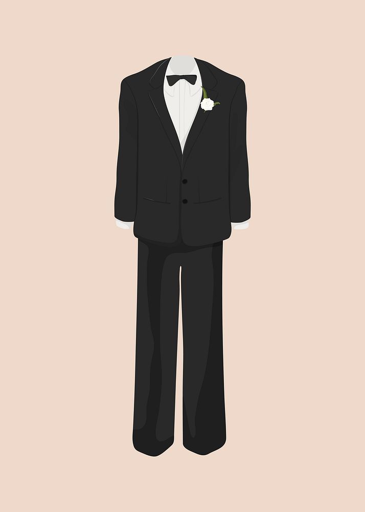 Wedding tuxedo, formal wear illustration vector