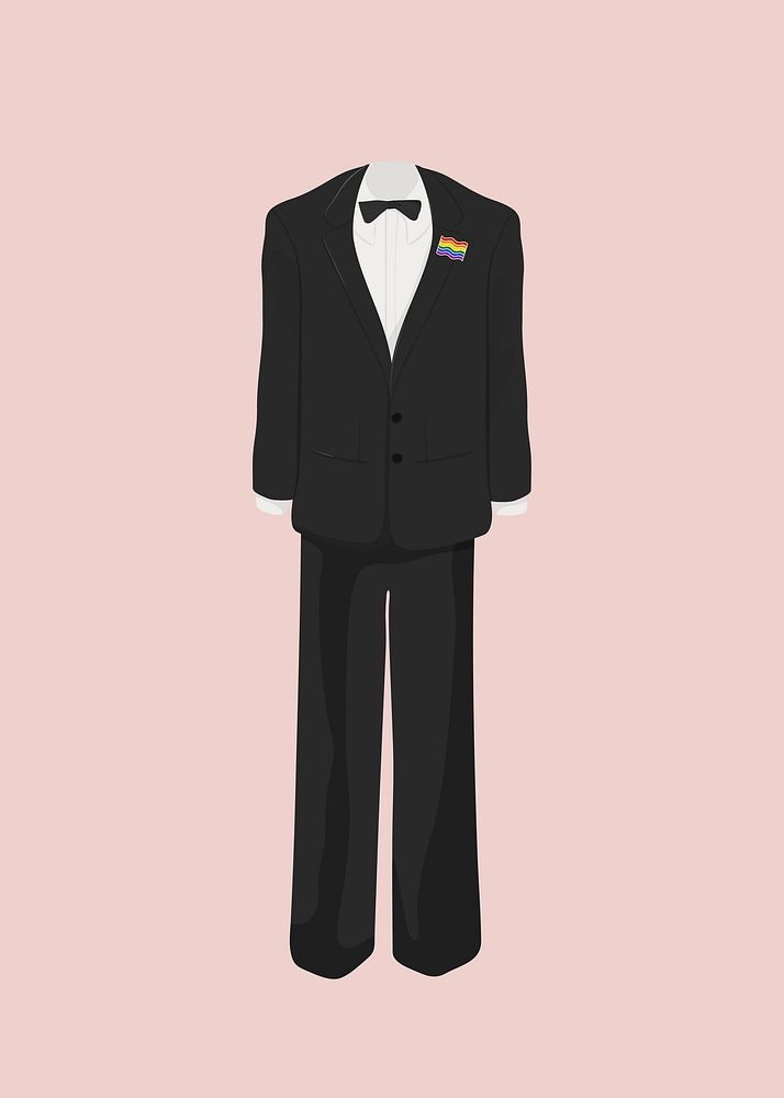 LGBTQ wedding suit, formal wear illustration vector