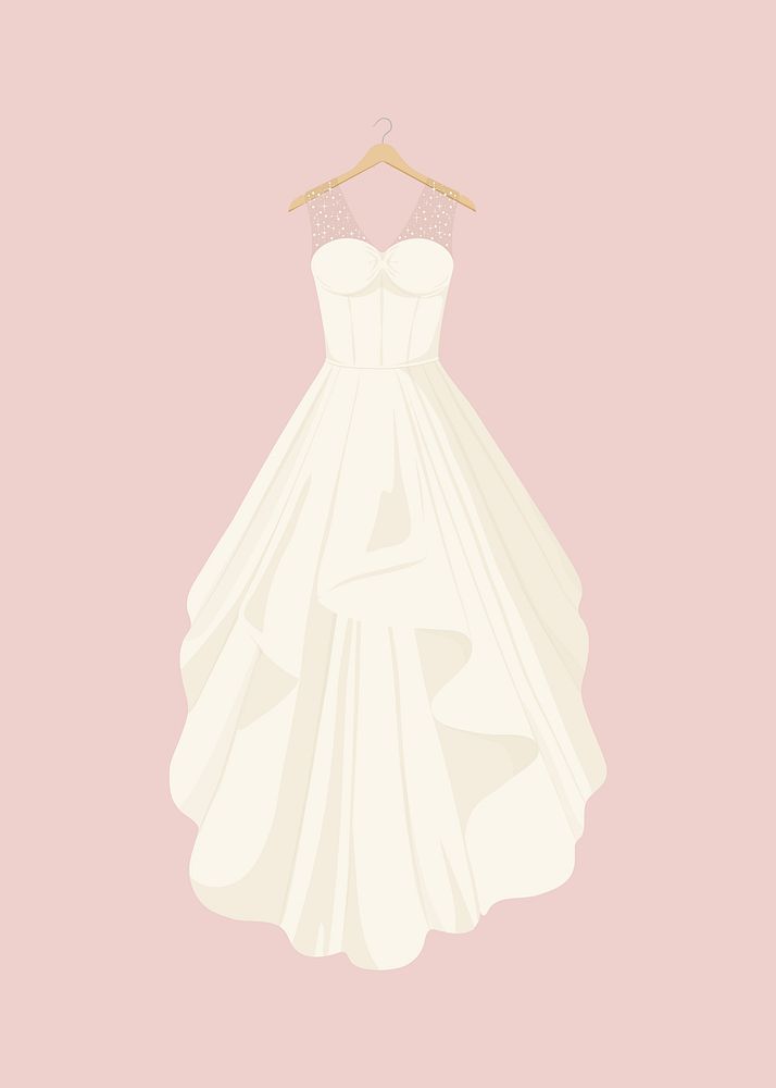 White wedding gown, bride fashion illustration