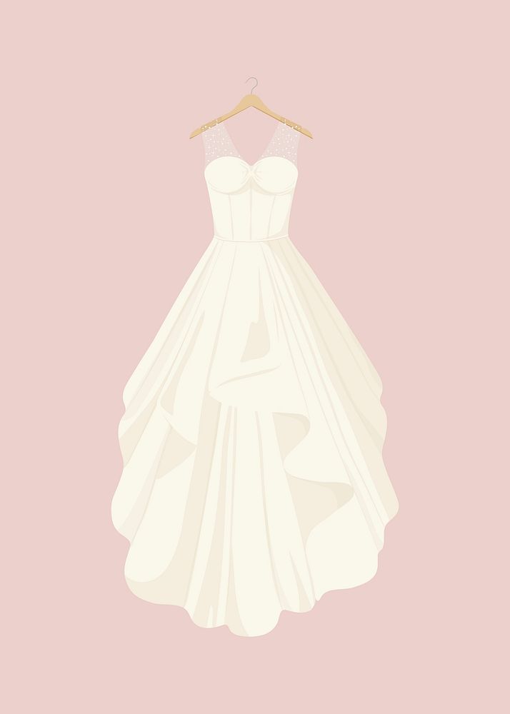 White wedding gown, bride fashion illustration psd