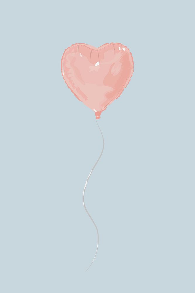 Pink heart balloons, Valentine's celebration illustration psd