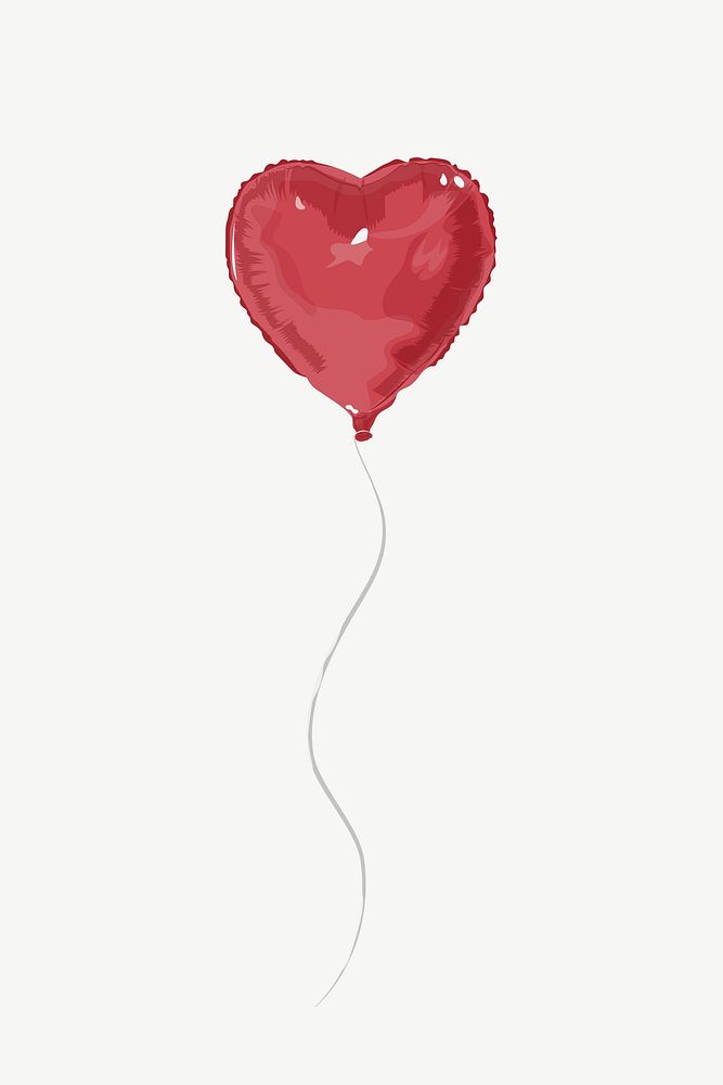 Red heart balloon, Valentine's celebration illustration psd