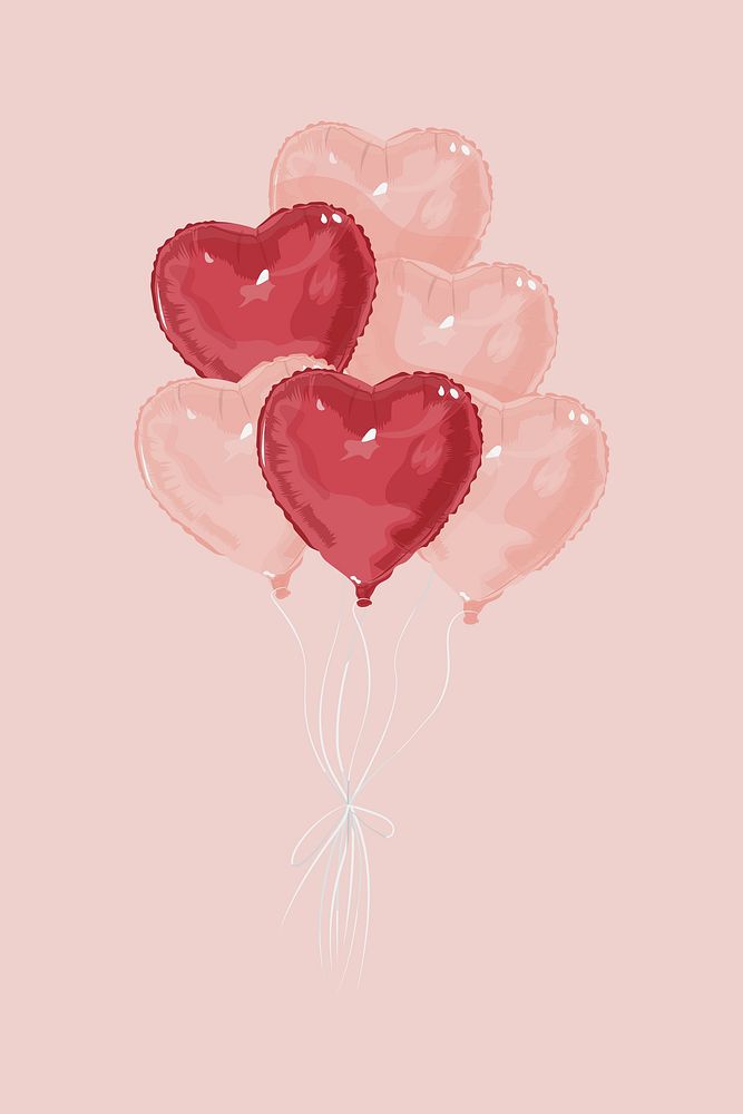 Heart balloons, Valentine's celebration illustration