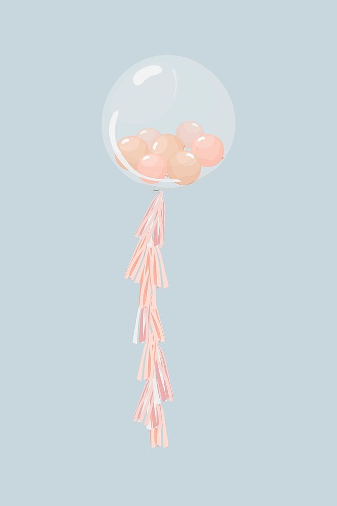 Pink bubble balloon, Valentine's celebration illustration psd