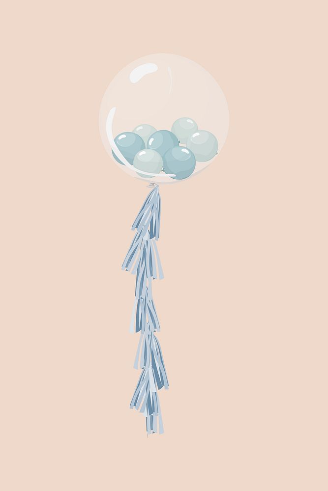 Blue bubble balloon, celebration illustration psd
