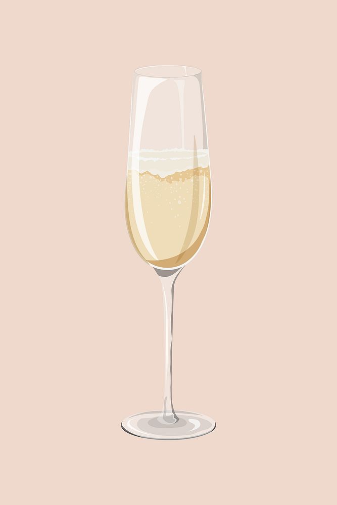 Champagne glass, alcohol beverage illustration vector