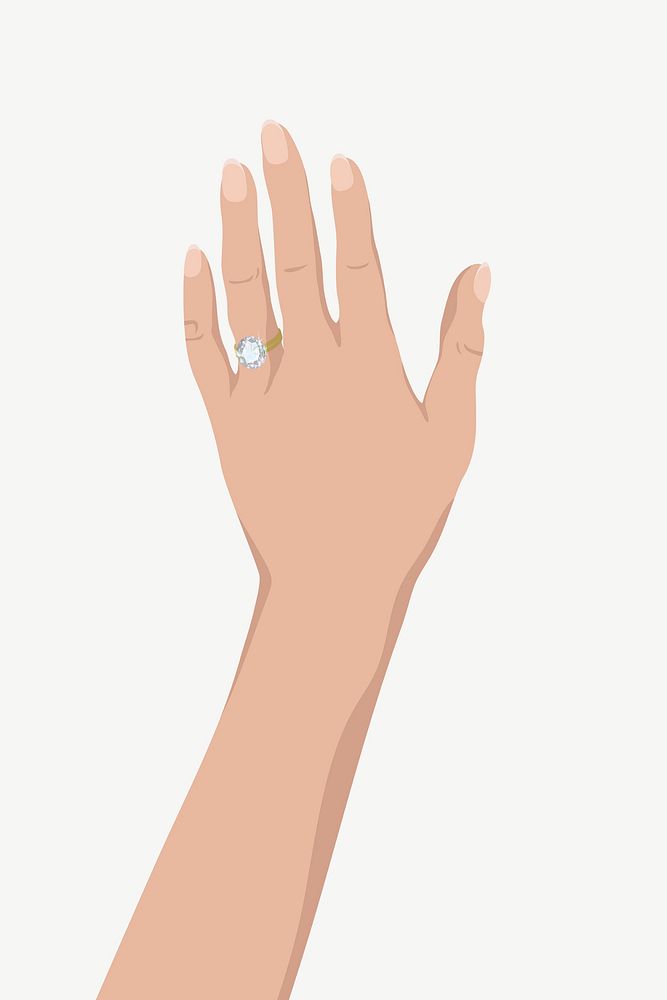 Engaged woman hand illustration psd