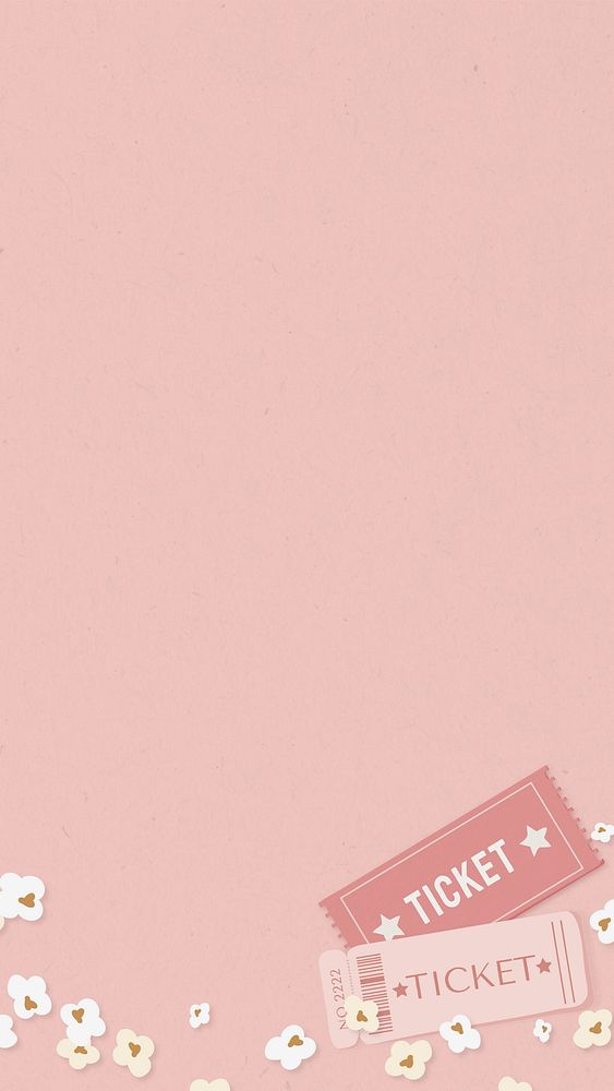 Movie tickets border iPhone wallpaper, pink design