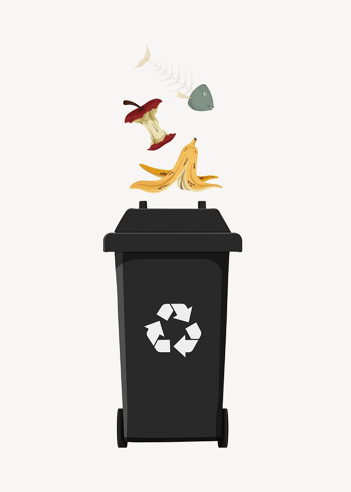 Food waste recycling bin, environment illustration