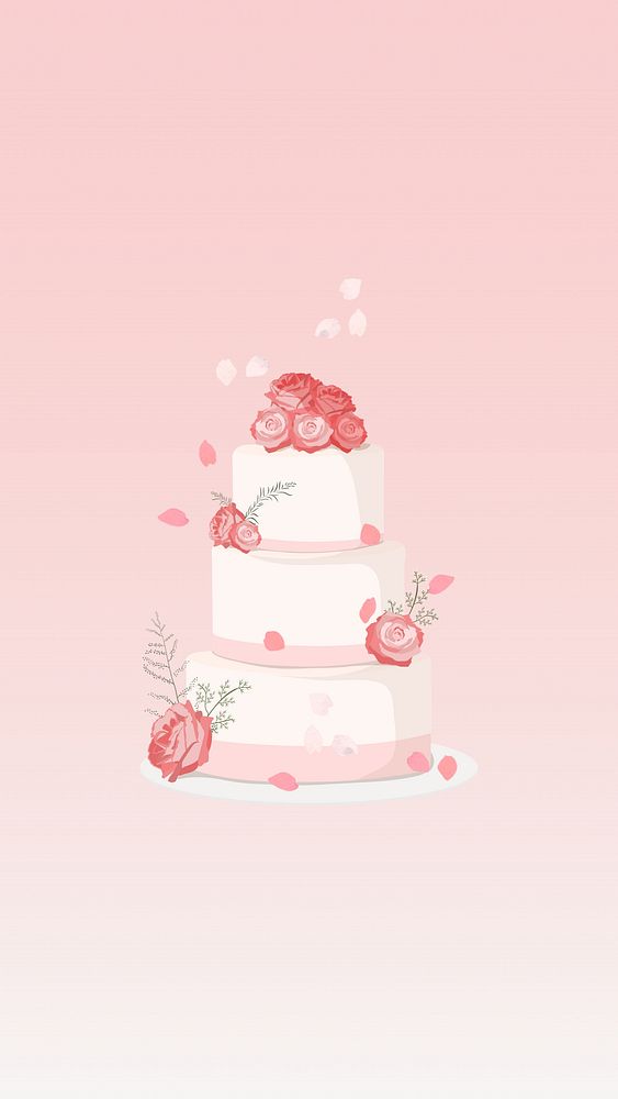 Pink floral wedding cake mobile wallpaper
