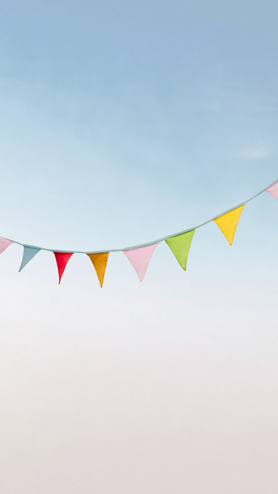 Colorful bunting iPhone wallpaper, blue sky image