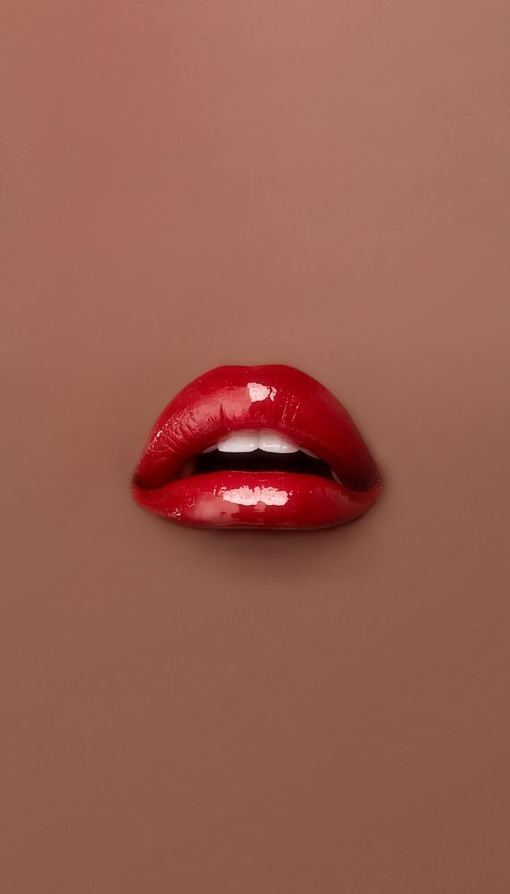 Woman's red lips iPhone wallpaper