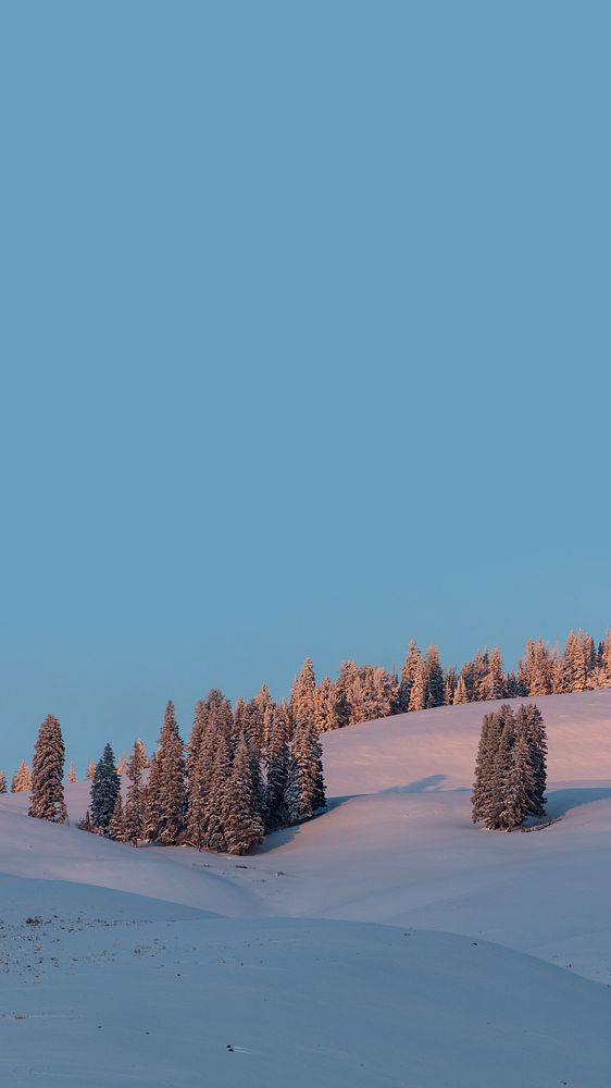 Snow mountain iPhone wallpaper, winter border