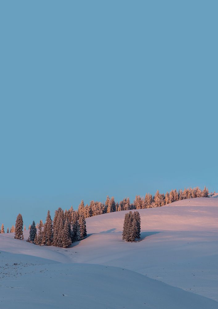 Snow mountain background, winter border