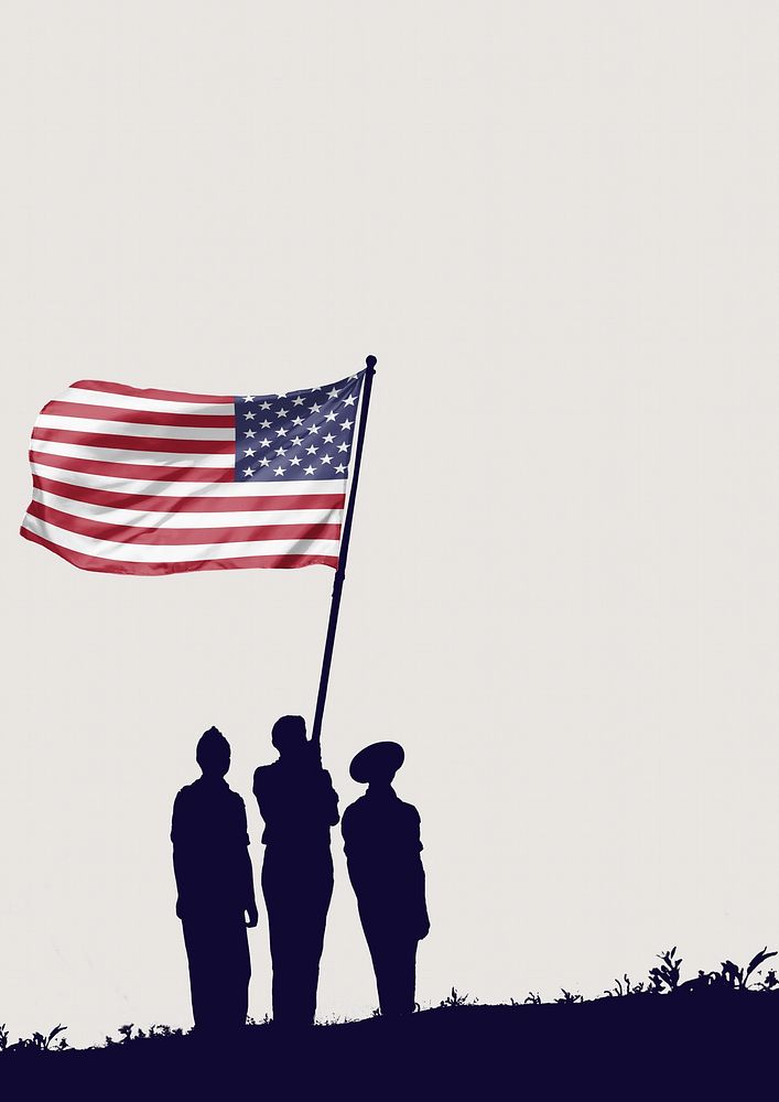 Soldiers silhouette border background, American flag image