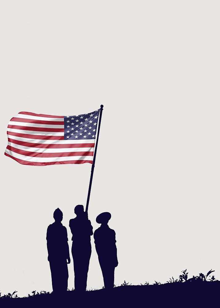 Soldiers silhouette border background, American flag image