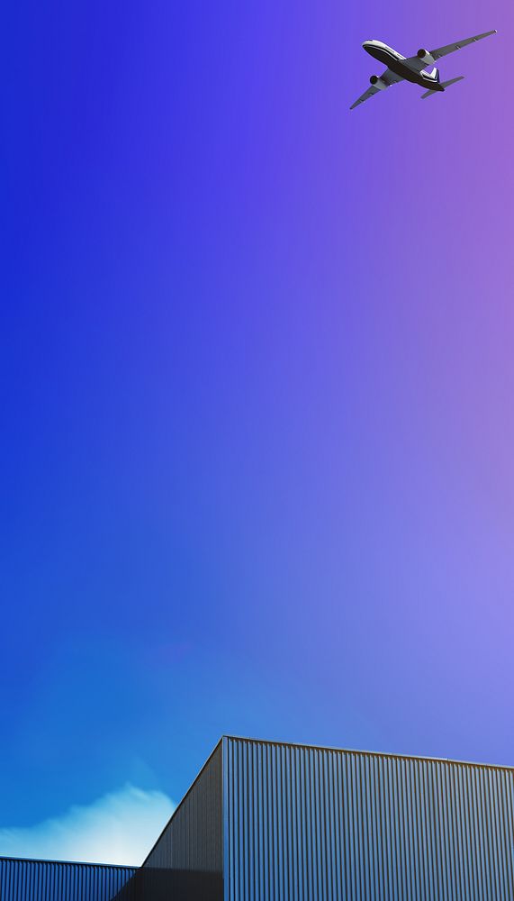 Flying plane, gradient phone wallpaper