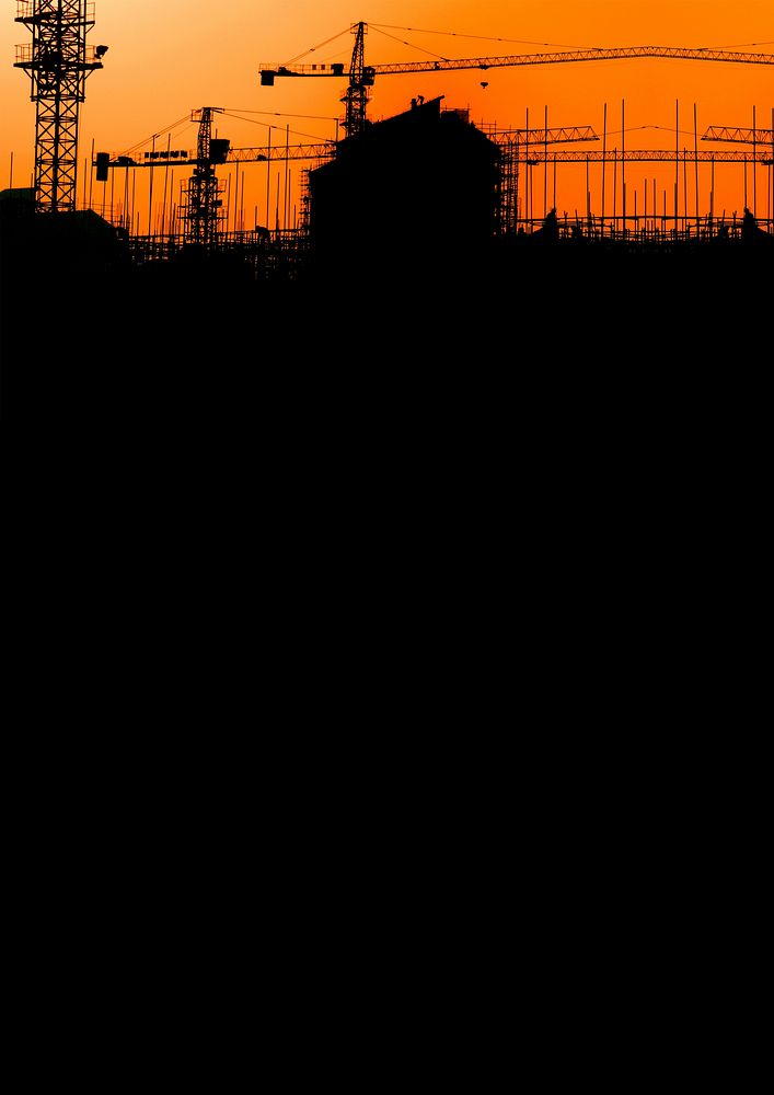 Construction silhouette, orange background