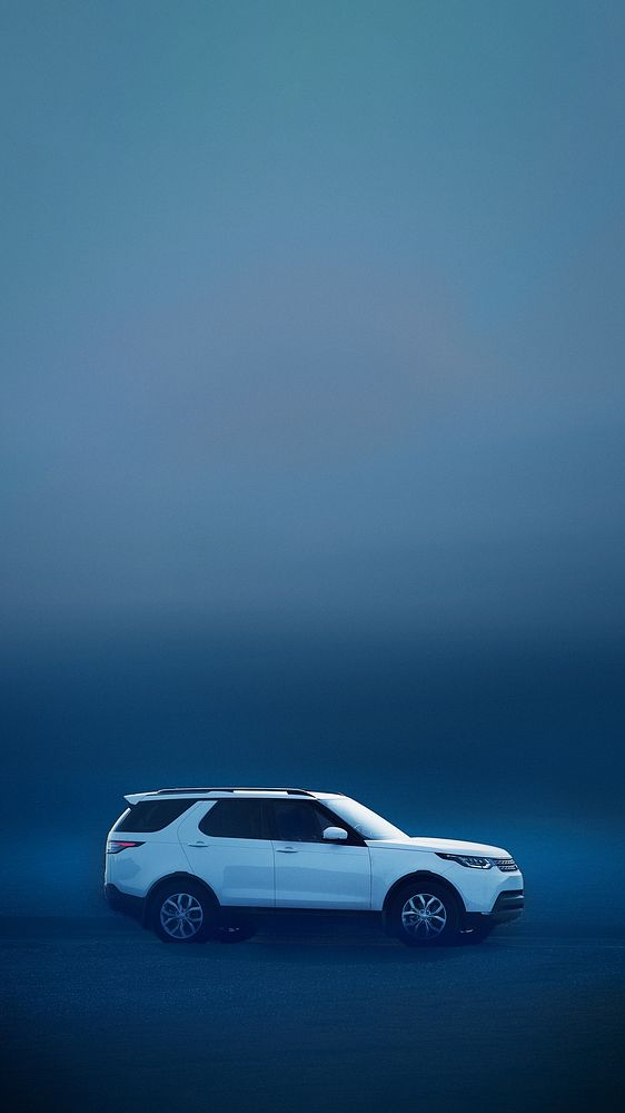 White SUV car iPhone wallpaper, blue gradient image